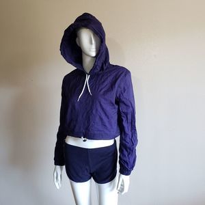 American Apparel Crinkle Nylon Cropped Hoodie